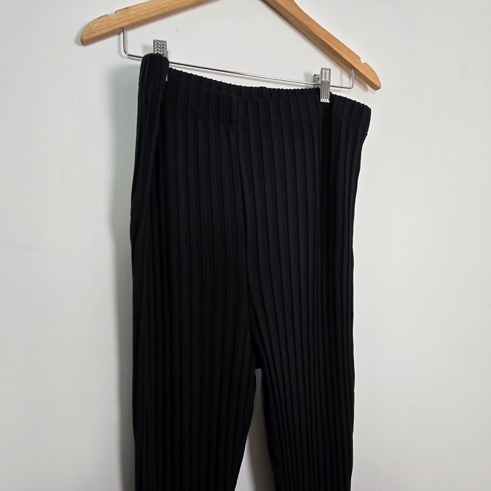 Lovers and Friends Ribbed Knit Pants Women XL Black Flare Capsule USA Chic Modal - Picture 3 of 13